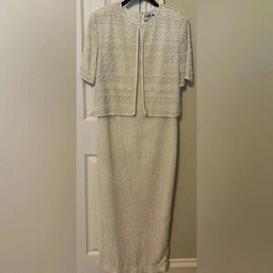 Camille Marie vintage silk gown dress off-white with white beadwork. Siz…